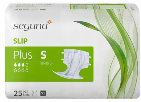 SEGUNA Slip Plus, Inkontinenz Windeln für Erwachsene, Frauen, Männer, Windeln bei mittlerer Blasenschwäche, Stuhlinkontinenz (S (Beutel 25 Stück))