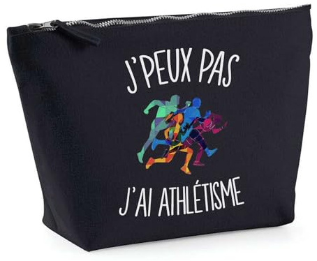 Trousse Noir Athlétisme J'peux Pas | Pochette Toilette Maquillage Idée Sac Cadeau