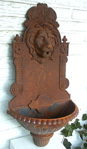 zeitzone Wunderschöner Wandbrunnen Löwenkopf Massiv Eisen Edel-Rostig Löwe Antik-Stil