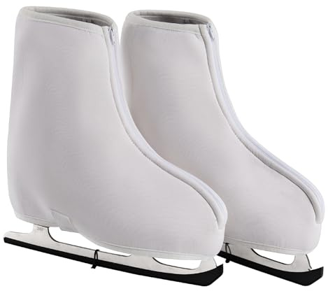 ALNKDH Thermal Skate Boot Covers- Insulated Neoprene Warm Skate Boot Covers for Ice Skating and Figure Skates,Skating Cover For Kids Youth Adults (White, M)