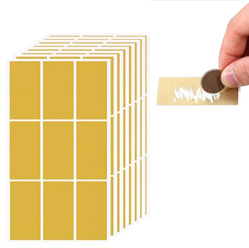 AOEVUIR 135 Pegatinas Rasca y Gana Tarjeta Rasca 50x25mm Dorado Etiqueta Pegatina para Navidad Cumpleaños Bodas Postal Regalo Sorpresa