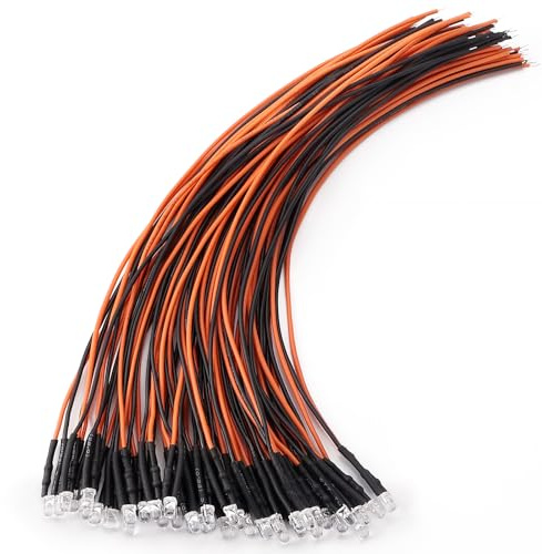 YIXISI 40 ST 3mm LED-Dioder, 12V 20cm LED-Förkopplad lampa, Emitterande Dioder Förkopplade, Orange