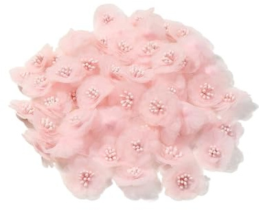 TYNXK 10/20 st chiffong gasväv konstgjorda blommor gör-det-själv huvudbonad bröllopsdekorationer kläder hantverk hårnål bröstbukett (rosa, 20 st)