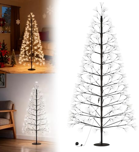 LZQ LED-Fyrverkeristräd, 150 cm, kallt vitt, konstgjort ljusträd med 1 500 lysdioder, konstgjort träd med metallstam, dekorativt träd för trädgård, terrass, bröllop, jul, fest