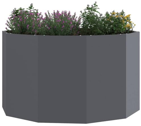 vidaXL Jardinera Antracita 90 x 90 x 50 cm Acero, Jardín y Terraza, Macetas de Acero Modernas, Contenedores Resistentes, Decoración para Plantas