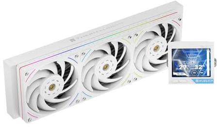 Termalright Mjolnir Vision 360 UB PRO ARGB White Aio CPU vätskekylare, IPS-skärm med 640 x 480 upplösning, 3,5 tums magnetisk LCD-skärm, för AM5/LGA1851/1700