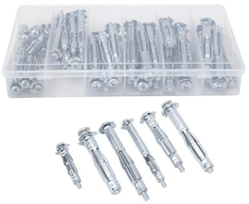 Jeffergarden 42st Expansionsskruv Gipsskruvset med Inbyggda Brickor för M4 M5 M6 Fästelement Vid Konstruktion och Reparation
