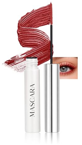 Jutqut Ultra Fine Rot Mascara, Waterproof Long-lasting Red Wimperntusche Lange Wimpern, Wasserfest Wischfest Mascara Cream mit Silk Fiber, Volumen & Definition Nicht klumpender (#11 Rot)