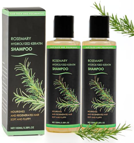Yooyan Rosmarin schampo för hårtillväxt, naturligt rosa hydrolyserat keratin-schampo för kvinnor för att stärka fint hår och för håravfall, mjuk och fluffig rengöringsbalsam (100 ml x 2)