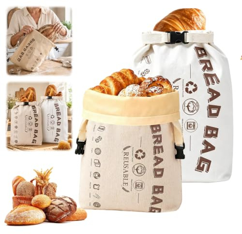 Lot de 2 sacs à pain en cire d'abeille - 42 x 33 cm - Réutilisables - En coton - Pour conserver la fraîcheur - Grand sac en cire d'abeille naturelle pour pâte à sure, pain, accessoires de pâte à sucre