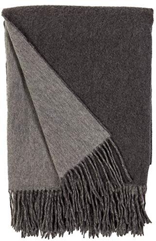 Alashan Cashmere Blend Double Faced Throw-Super Soft and Luxe Fabric- Perfect for Cozy Nights! 95% Merino Wool/5% Cashmere, 50 x 70, Great Gift Item. - Charcoal & Ash