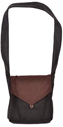 HEMAD Larie - Bolsa medieval de fieltro de lana - negro y rojo, negro y verde, negro y azul, negro y marrón - Talla única - Negro-Marrón