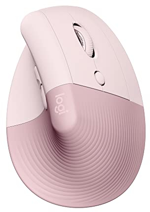 Logitech Lift Vertikale Ergonomische Maus, Kabellos, Bluetooth oder Logi Bolt USB-Empfänger, Leise Klicks, 4 Tasten, Kompatibel mit Windows/macOS/iPadOS, Laptop, PC - Rosa