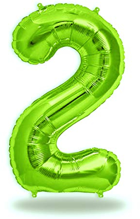 FUNXGO Palloncino numero 2, verde, numero gigante, circa 100 cm, palloncino numero 2, volare con elio, per il 2° compleanno, matrimonio, anniversario, festa, decorazione per feste, palloncino 2 verde