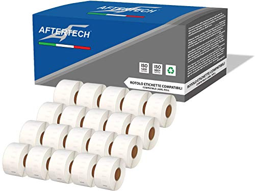 Aftertech 20x 99012 36x89mm Rotoli di Etichette adesive compatibili (260 Etichette/rotolo = 5200 totali) per Dymo LabelWriter Seiko SLP etichettatrici stampanti S0722400 20x99012