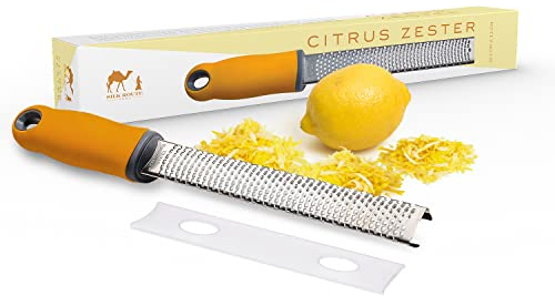 Silk Route Home Pro Zester – Razor-Sharp Fine Stainless Steel Blade with Ergonomic Handle for Fine Grating Products – Comes with Protective Sheath/Cover