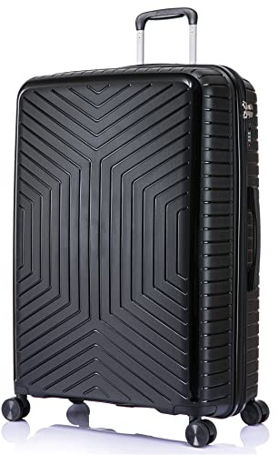 DK Luggage 24 Medium Hard Shell Polypropylene PP Suitcase 4 Wheel Spinner Luggage PP20 Black
