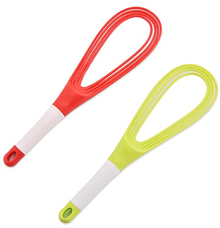 Fez 2 Pezzi Frusta da Cucina,Frusta Silicone, Frusta Manuale Utensili da Cucina,Kitchenaid Frusta da Cucina Pieghevole Frusta a Mano Silicone Set per Miscelare, Schiumare, Battere