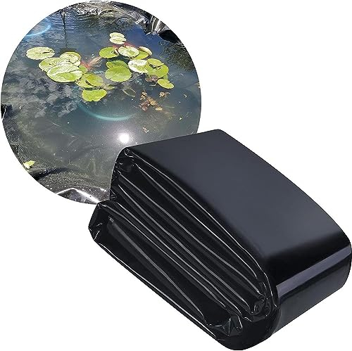 SEVSO HDPE Teichfolie 0.12Mm 3X3m 4X4m 5X5m 8X10m 9X10m Schwarz Wasserfälle Membran Witterungsbeständig Kleine Schwimmteich Folie Für Wassergärten Fischteiche Landschaftsbau Brunnen,7 * 10m