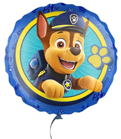 Party Factory `Paw Patrol´ Folienballon Chase, blau, Ø45cm, runder Heliumballon zum Kindergeburtstag, die Helfer auf 4 Pfoten