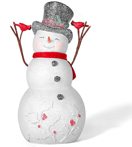 WinSence 2025 Christmas Decorations Snowman Figurines 7.8'' Standing Collectibles Statue for Office Desktop Tabletop Home Decor