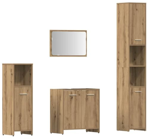 vidaXL Juego de Muebles baño 4 Piezas Madera ingeniería Roble Artisan