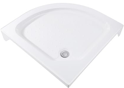 Plato de ducha plano Plato de ducha Blanco Sector Acrílico hasta 260 kg para todas las condiciones de suelo con tubo de desagüe 80 x 80 x 14 cm