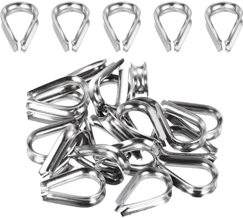 sourcing map Rope Thimble 3/16(5mm) Diameter M5 Stainless Steel Wire Rope Cable Thimble for Towing Rigging, Pack of 20