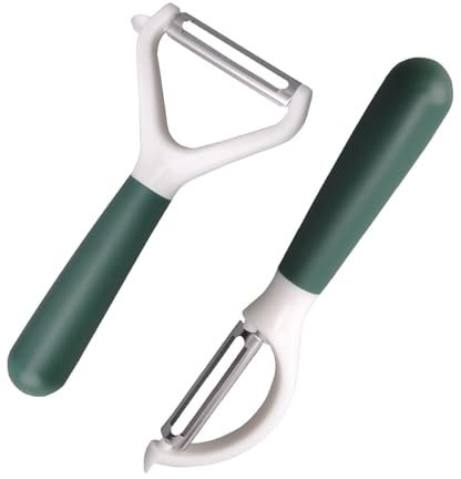 Pellezzatore di Patate, 2 Pezzi in Acciaio Inossidabile e Pellezzatore di Verdure - Lama Affilata con Maniglia Antiscivolo Ergonomica, Versatile, Ideale per Cucina Quotidiana e Attività all'Aperto