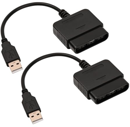 CUENSTOP 2 Packs PS2 to USB Adapter Converter Cable, Compatible with Sony PlayStation 2 PS2 Guitar Controller to PC / PS3 Controller Adapter