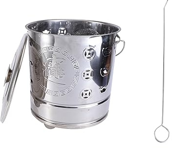 GARIOUANS 2pcs Stainless Steel Incinerator Burn Barrel for Paper Disposal Outdoor Stainless Steel Incinerator Fire Pit Tongs