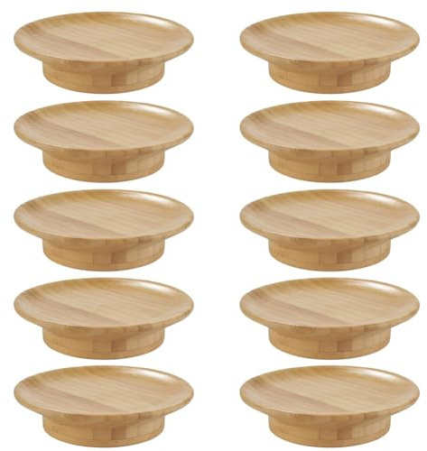 ZYNCUE Lot de 10 plateaux de service en bois pour verres à vin, pour hors-d'œuvre et desserts, empêche les éclaboussures de vin rouge