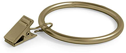 Ivilon Drapery Curtain Clips with Rings - Set of 14 Decorative Drapery Rings Curtain Clip Rings with Strong Clips 2 Diameter - Color Warm Gold