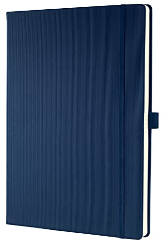 Sigel CO646 Notizbuch A4 kariert blau, Hardcover, 194 nummerierte Seiten, nachhaltiges Papier, mit Inhaltsverzeichnis, Stiftschlaufe, Falttasche, Gummibandverschluss, Conceptum