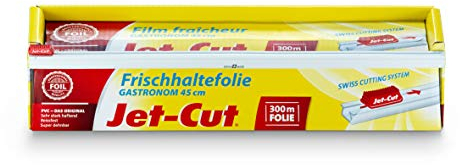 Jet-Cut Frischhaltefolie zum Schneiden, Gastronomie 45cm x 300m – extra breit, PVC transparent, 1 Stück