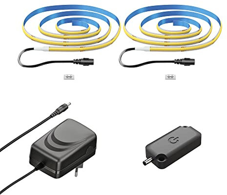 ledscom.de Strisce COB-LED JOR, 100.0cm, piatte, bianche, 22,54W, 1209lm ciascuna, set di 2, incl. dimmer a sfioramento