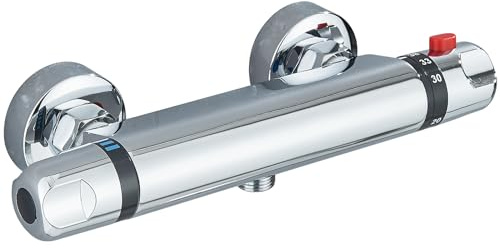 Rozin Grifo mezclador termostático para ducha, cromado, montado en la pared, antiquemaduras, mezclador de agua fría y caliente, grifo de control de temperatura constante para baño