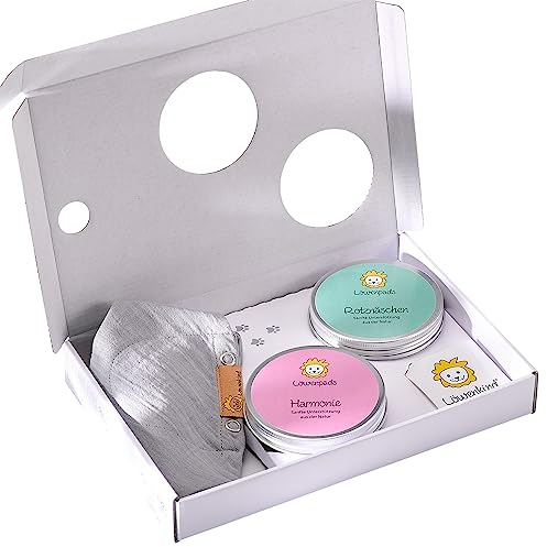 Löwenkind Einsteigerbox Mini grau mit Rotznäschen und Harmonie zur natürlichen Unterstützung in der Erkältungszeit und bei Unruhe Baby