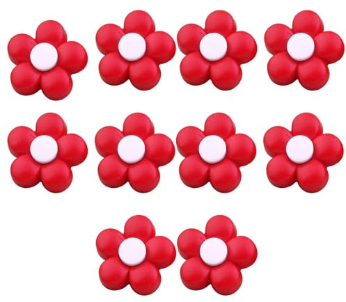10 Stycken Plastknappar Knappar Barn, Barnknappar Babyknappar Blomknappar För Flickor Och Pojkar-röd+Vit-18mm
