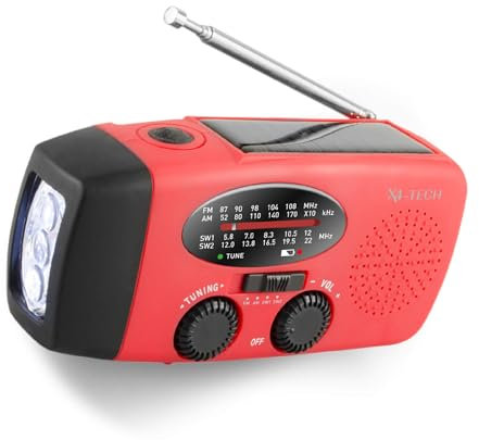 X4 TECH Portable FM/AM Solar Radio mit Taschenlampe USB
