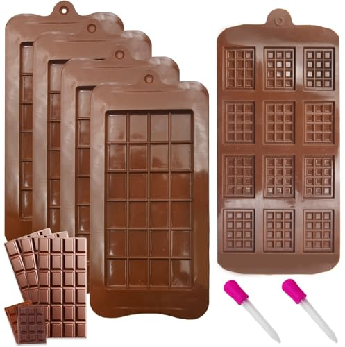 SHENSAIGO 5 stycken återanvändbar chokladform silikon, non-stick, djup, tvättbar för bakning sötsaker gelé