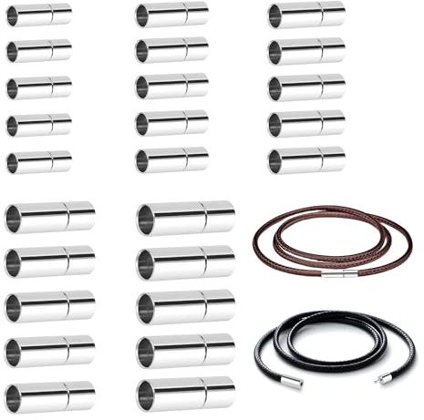 25 Piezas Tapas de cuero para la fabricación de joyas, Empuje Cierres para Pulseras de Cuero, para Collar de Cuero Pulsera Cordón