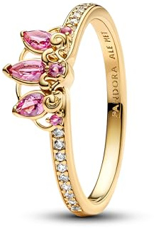 PANDORA Anello da donna Disney Principessa Rapunzel Tiara Oro 163651C01, 52/16,6, Argento sterling, Zirconia cubica