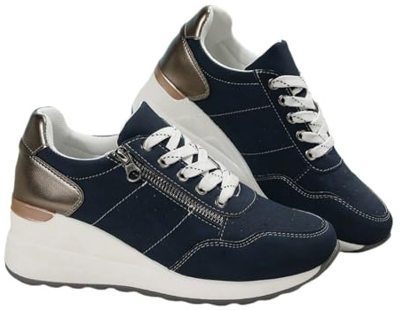 Heritage Lyonnais Lina - Baskets à Confort orthopédique Basket de Sport Femme Confortable et Respirante, Sneakers Élégantes à Talon Compensé, Chaussures Légères et Polyvalentes pour Occasions