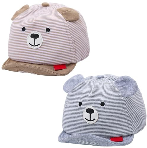 EHDWXVZM 2 stycken babybasebollkeps, barnsolhatt, justerbar babymössa, söt mönsterhatt, sommar solskyddshatt.