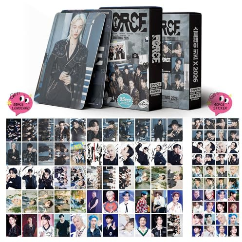 Fotocard degli Stray Kids, 55 pezzi di carte Lomo degli Stray Kids, 40 adesivi SKZ, Imperdibile per i fan del K-pop (B)