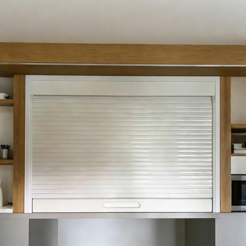 LZMZMQ 36 20/24/28/30/40 Inch Manual Roll Up Cabinet Doors White, Roller Shutter with Guide Rails & Handle, Kitchens/Workshops/Garage Wardrobe Sliding Tambour(18x26in/45.7x66cm)