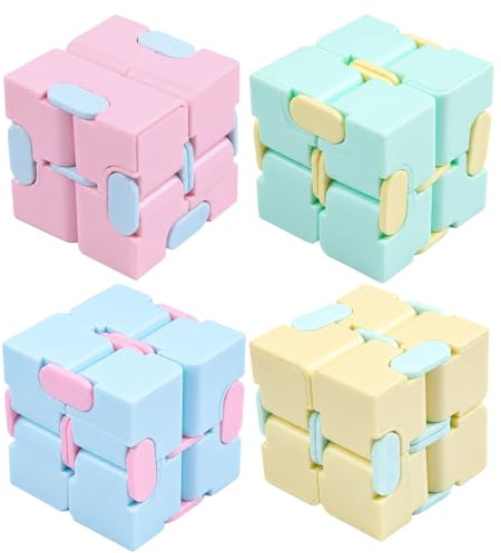4pcs Infinity Cube, Fidget Cube, Fidget Cubes for Adults, Macaron Color Scheme, Stress Relief Fidget for Focus And Relaxation, Pocket-Sized Portable Design for Office, Home Ues