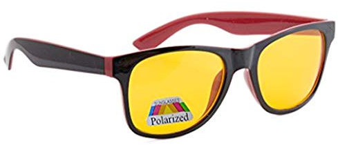 4sold Anti Glare Glasses Night Driving Yellow Lens Glasses, Tortoise Shell Brown Frame, Men, Women, Unisex (Red Black Night Polarized)