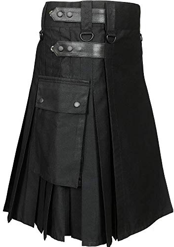 Scottish Designer Men 's Black Utility Kilt (Belly Button Measurements 48)